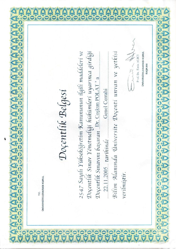 Associate Professorship Certificate