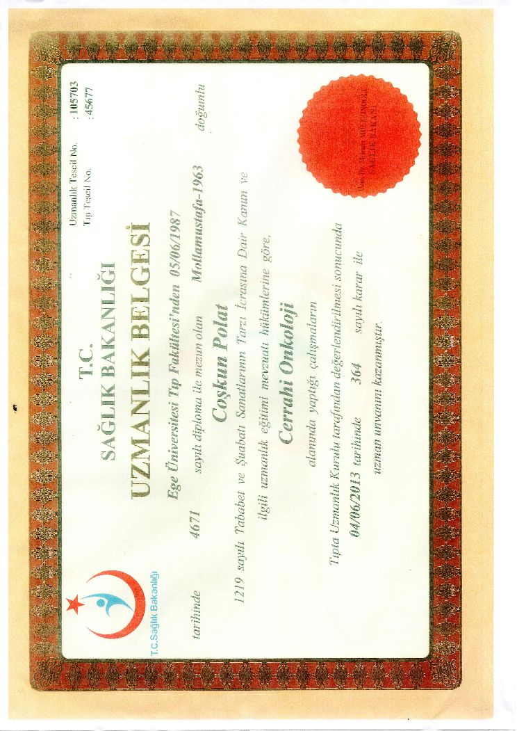 Surgical Oncology Specialty Certificate